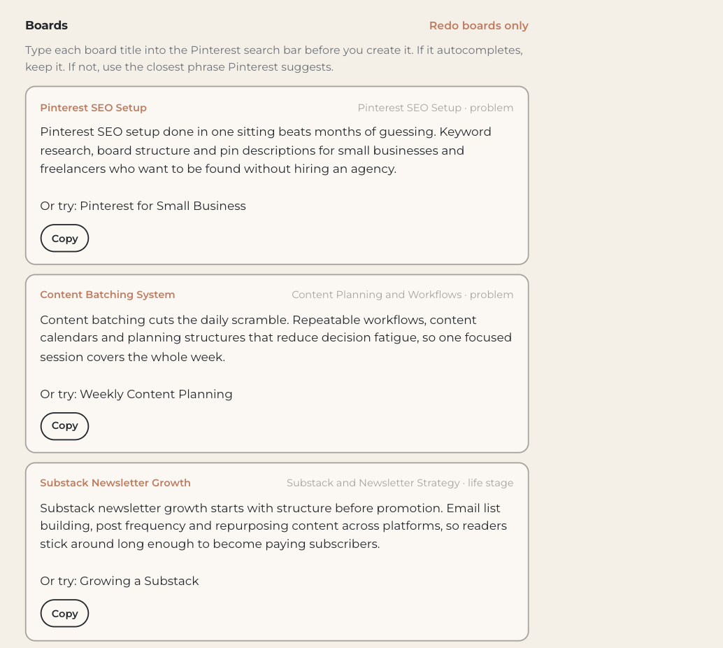 Findable boards step