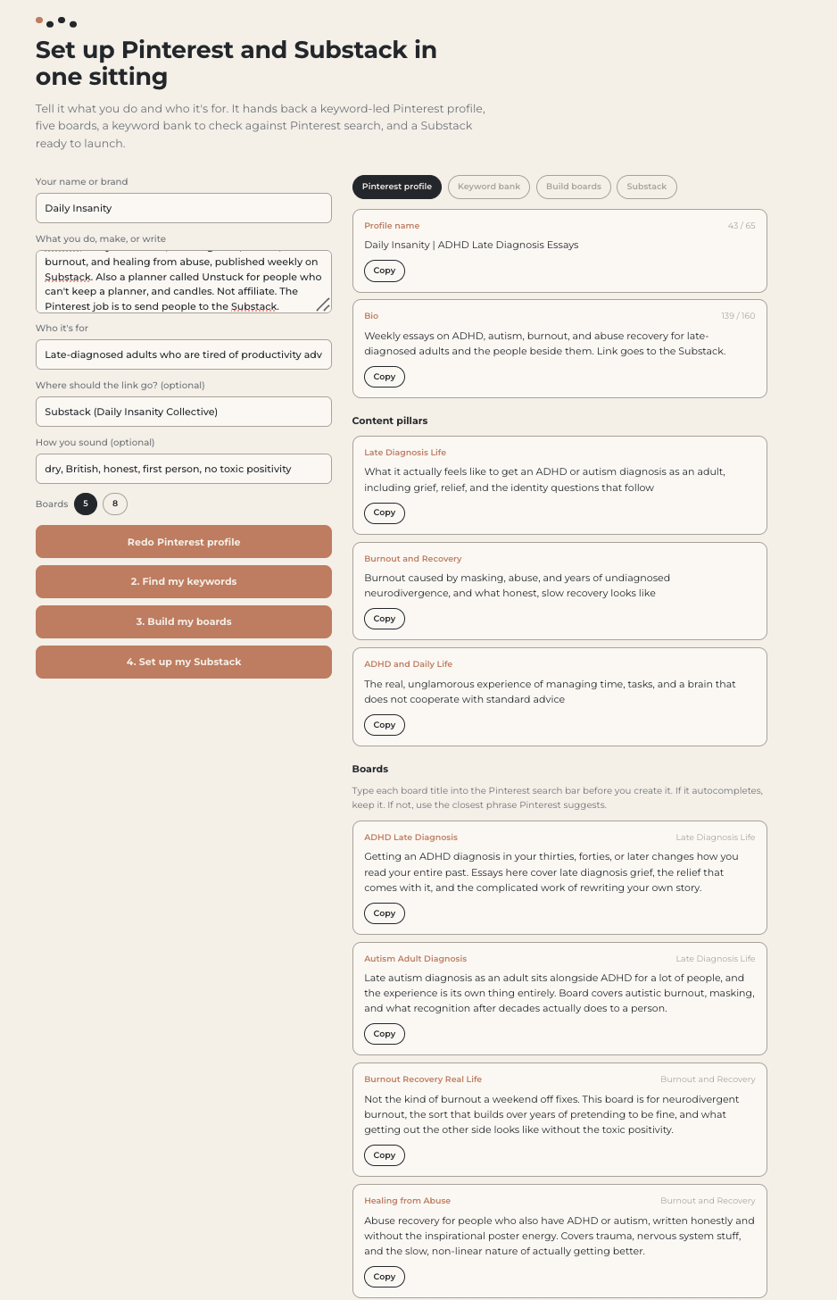 Findable profile step
